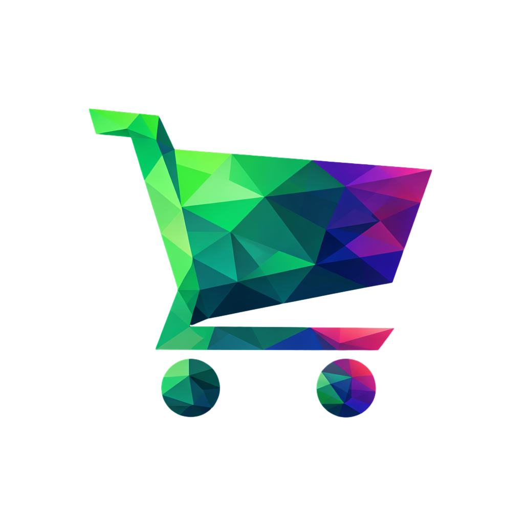 Polygonal shopping box - faceted isometric cube with verified checkmark in mint, forest and ocean colors